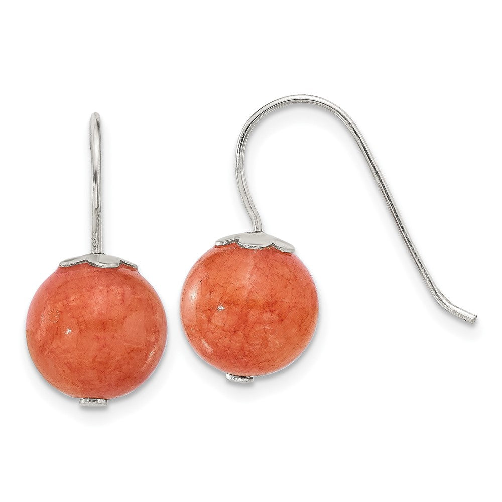 QE17314 Sterling Silver Polished 10mm Orange Quartz Dangle Earrings