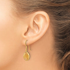 QE17327 Sterling Silver Gold-plated Polished Round Red Aventurine Dangle Earrings