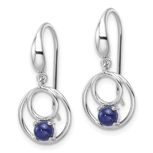 QE17422 Sterling Silver Rhodium-plated Polished Lapis Circles Dangle Earrings