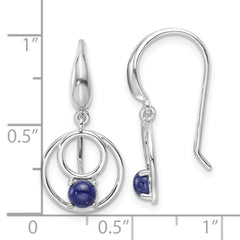 QE17422 Sterling Silver Rhodium-plated Polished Lapis Circles Dangle Earrings