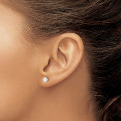 QE17425 Sterling Silver E-coated Polished Beaded Round Moonstone Post Earrings