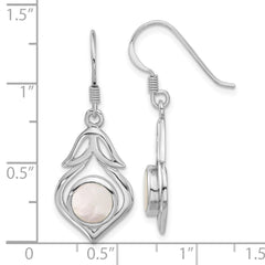 QE17429 Sterling Silver RH-plated Polished Fancy Mother of Pearl Dangle Earrings