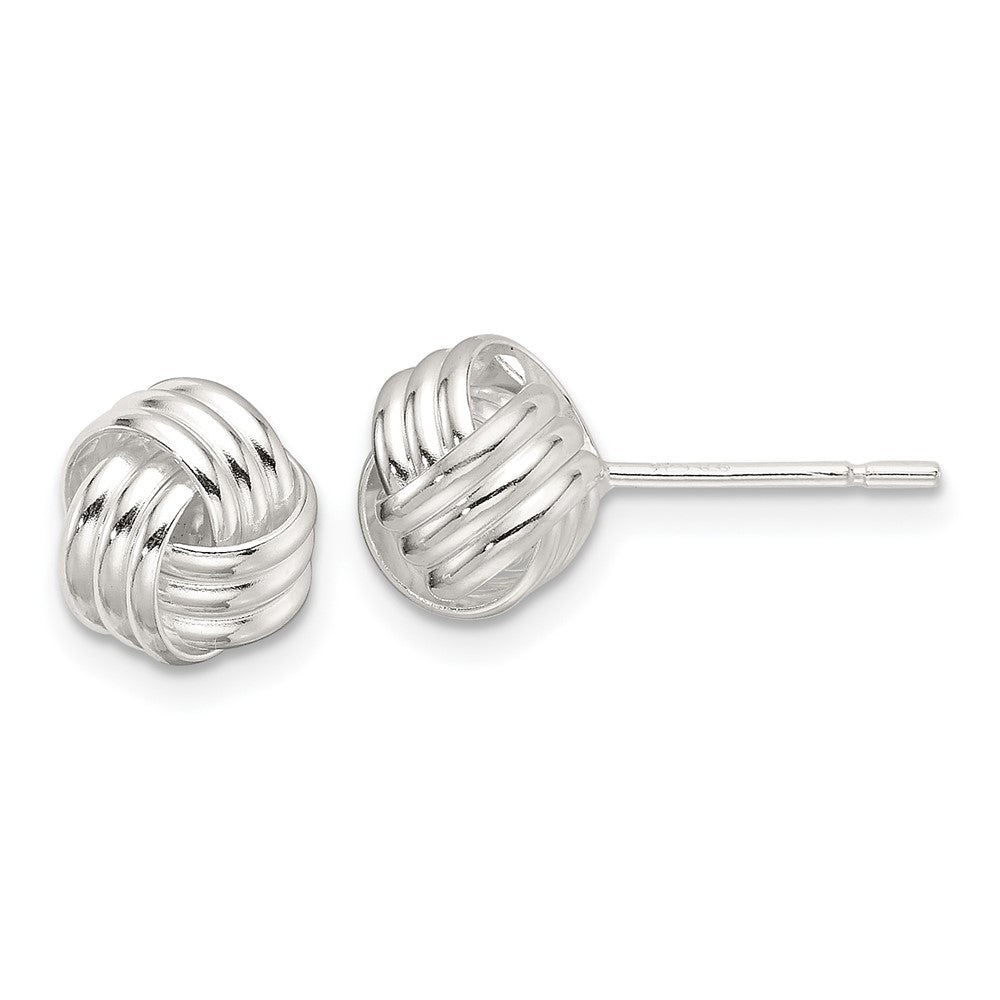 QE17472 Sterling Silver Polished Love Knot Post Earrings