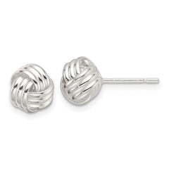 QE17472 Sterling Silver Polished Love Knot Post Earrings