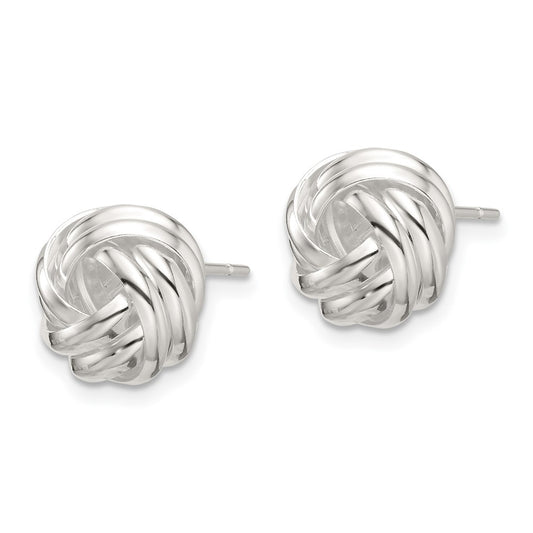 QE17474 Sterling Silver Polished Love Knot Post Earrings