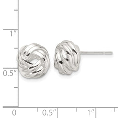QE17474 Sterling Silver Polished Love Knot Post Earrings