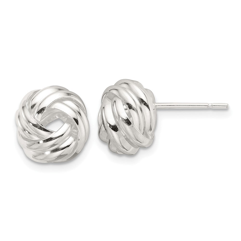 QE17474 Sterling Silver Polished Love Knot Post Earrings