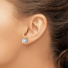 QE17478 Sterling Silver Rhodium-plated with CZ Love Knot Post Earrings