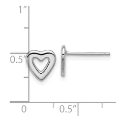 QE17486 Sterling Silver Rhodium-plated Open Heart Post Earrings