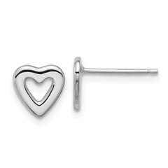 QE17486 Sterling Silver Rhodium-plated Open Heart Post Earrings