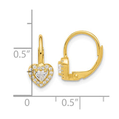 QE17515GP Sterling Silver Gold-tone CZ Heart Leverback Earrings