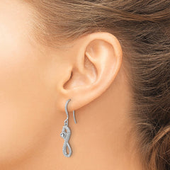 QE17537 Sterling Silver Rhodium-plated Polished CZ Infinity Heart Dangle Earrings