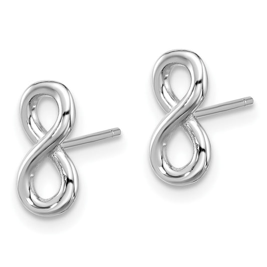 QE17539 Sterling Silver Rhodium-plated Polished Infinity Post Earrings