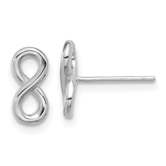 QE17539 Sterling Silver Rhodium-plated Polished Infinity Post Earrings