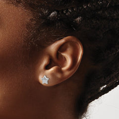 QE17548 Sterling Silver Rhodium-plated Star Post Earrings