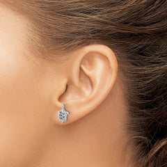QE17563 Sterling Silver Rhodium-plated Polished Multi-color CZ Turtle Post Earrings