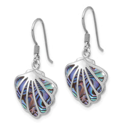 QE17569 Sterling Silver Rhodium-Plated Polished Abalone Shell Dangle Earrings