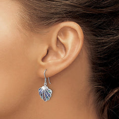 QE17569 Sterling Silver Rhodium-Plated Polished Abalone Shell Dangle Earrings