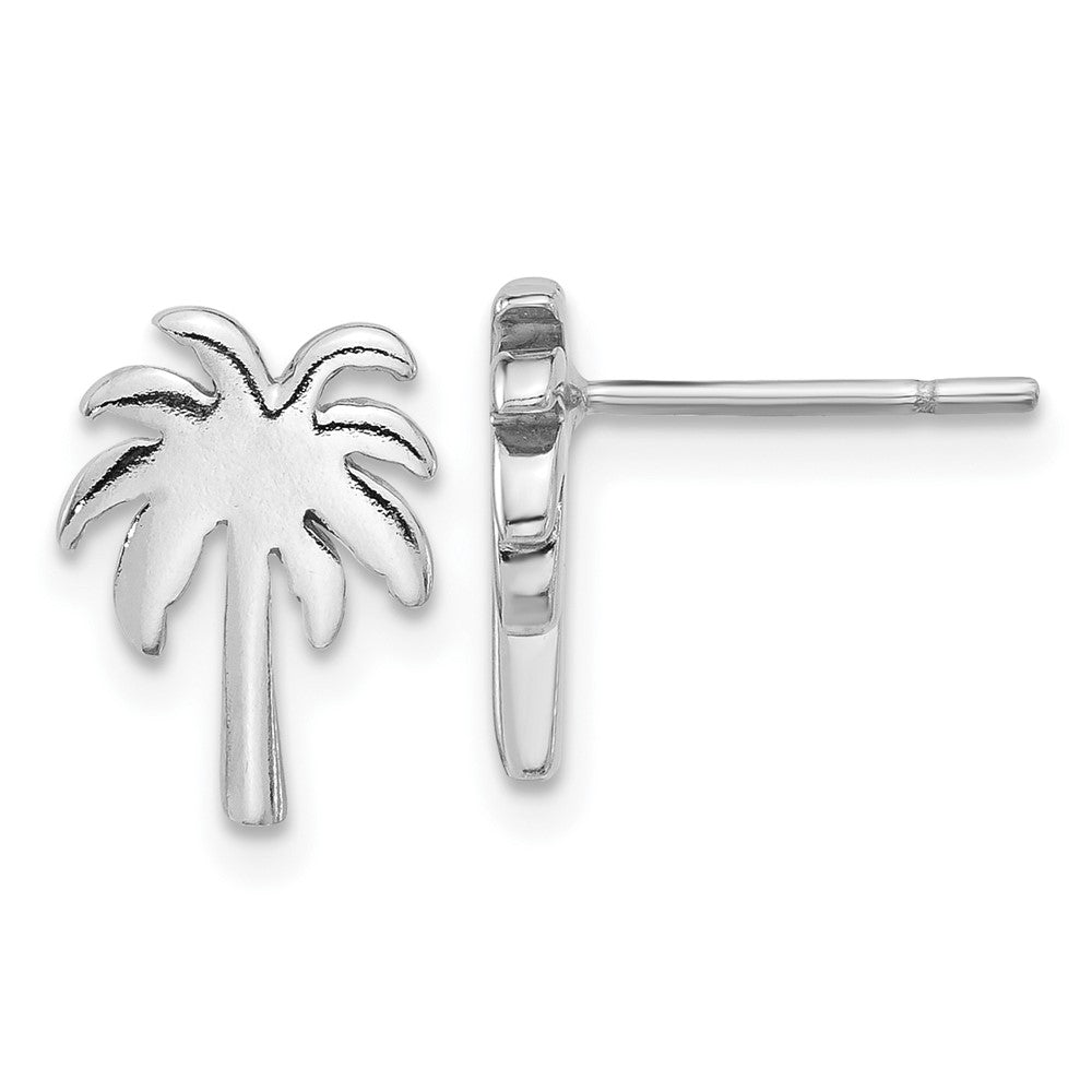 QE17570 Sterling Silver Rhodium-plated Palm Tree Post Earrings