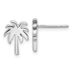 QE17570 Sterling Silver Rhodium-plated Palm Tree Post Earrings