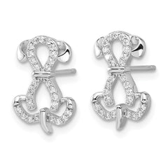QE17588 Sterling Silver Rhodium-plated CZ Dog Post Earrings