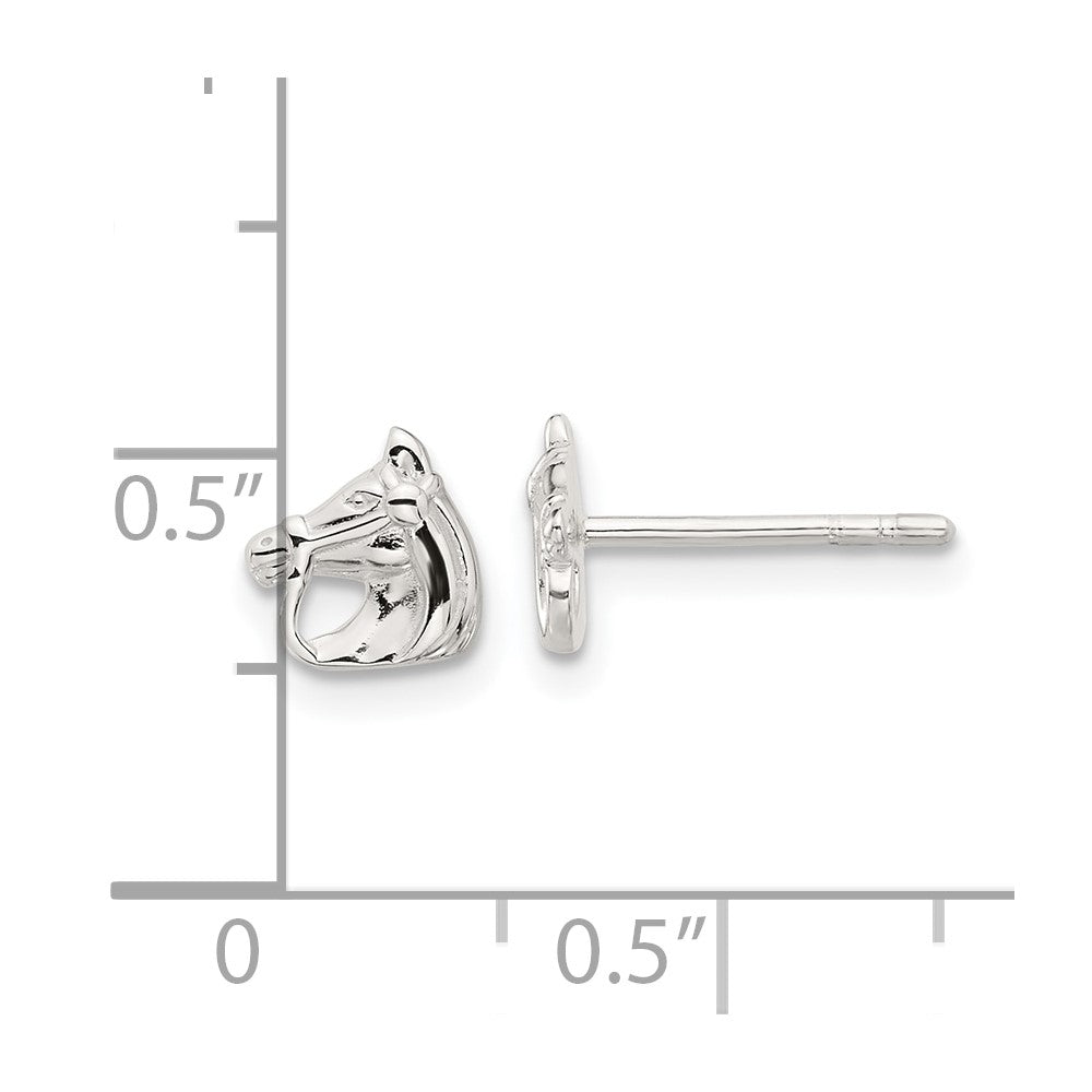 QE17594 Sterling Silver E-coated Horse Post Earrings