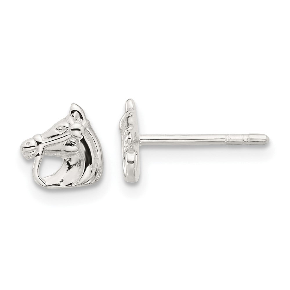 QE17594 Sterling Silver E-coated Horse Post Earrings