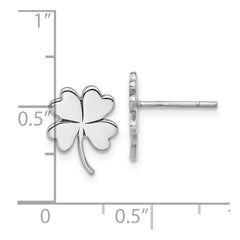 QE17602 Sterling Silver Rhodium-plated Polished Clover Post Earrings