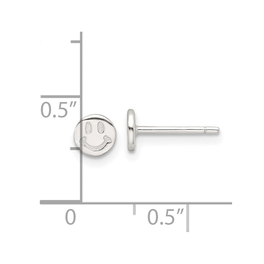 QE17606 Sterling Silver E-Coating Polished Smiley Face Post Earrings