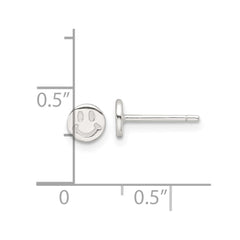 QE17606 Sterling Silver E-Coating Polished Smiley Face Post Earrings