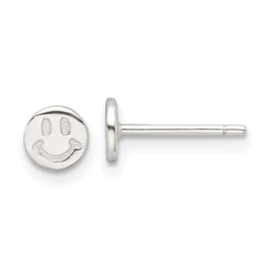 QE17606 Sterling Silver E-Coating Polished Smiley Face Post Earrings