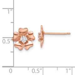 QE17633RP Sterling Silver Rose-tone CZ Flower Post Earrings