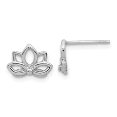 QE17643 Sterling Silver Rhodium-plated Lotus Flower Post Earrings