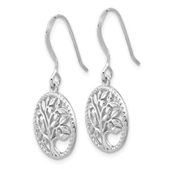 QE17646 Sterling Silver Rhodium-plated Tree of Life Dangle Earrings