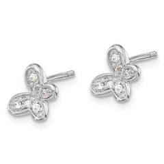 QE17662 Sterling Silver Rhodium-plated CZ Butterfly Post Earrings