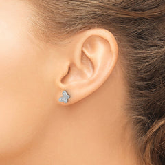 QE17662 Sterling Silver Rhodium-plated CZ Butterfly Post Earrings
