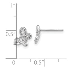 QE17662 Sterling Silver Rhodium-plated CZ Butterfly Post Earrings