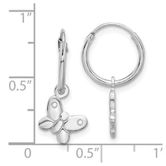 QE17664 Sterling Silver Rhodium-plated Madi K Butterfly Hoop Earrings