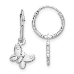 QE17664 Sterling Silver Rhodium-plated Madi K Butterfly Hoop Earrings