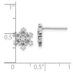 QE17671 Sterling Silver Rhodium-plated CZ Snowflake Post Earrings