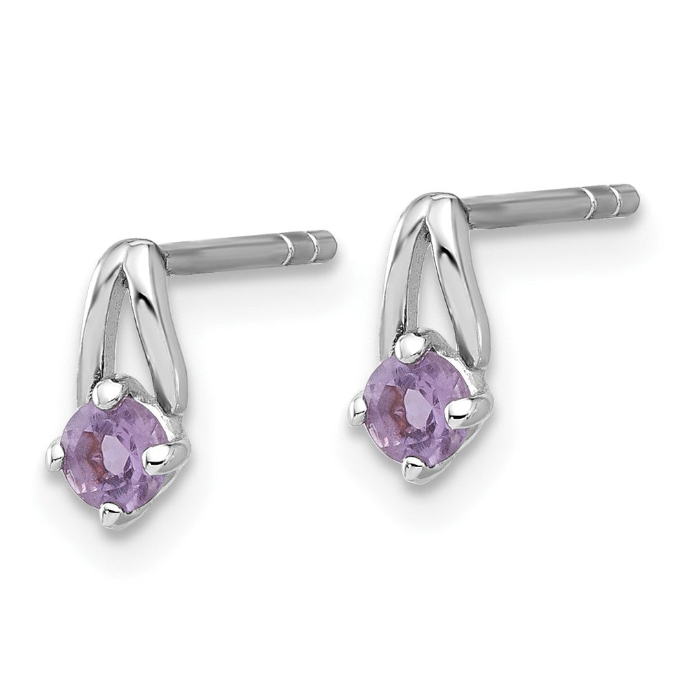 QE17753AM Sterling Silver Rhodium-plated .2AM Amethyst Post Earrings