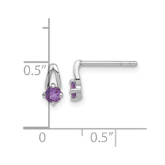 QE17753AM Sterling Silver Rhodium-plated .2AM Amethyst Post Earrings