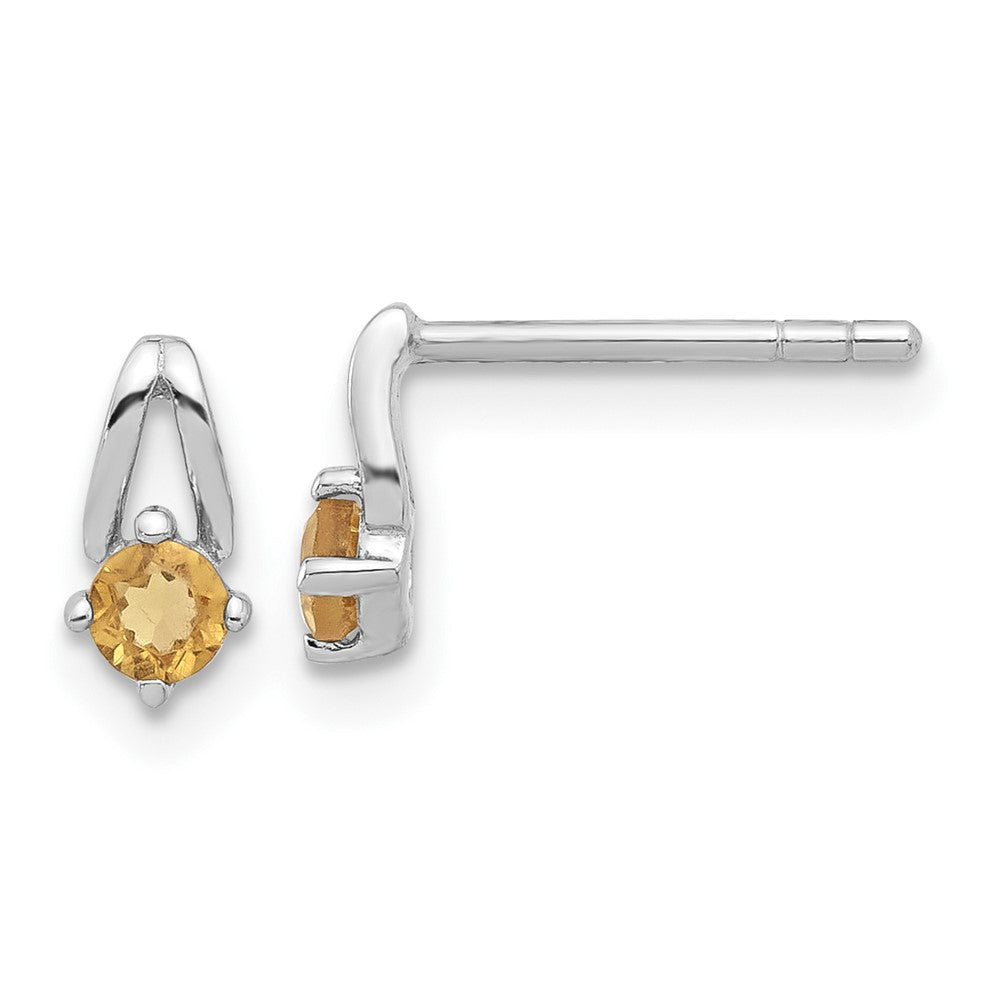 QE17753CI Sterling Silver Rhodium-plated .2CI Citrine Post Earrings