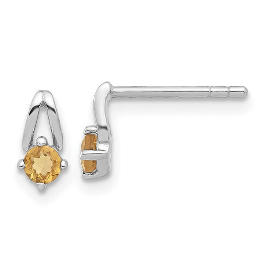QE17753CI Sterling Silver Rhodium-plated .2CI Citrine Post Earrings