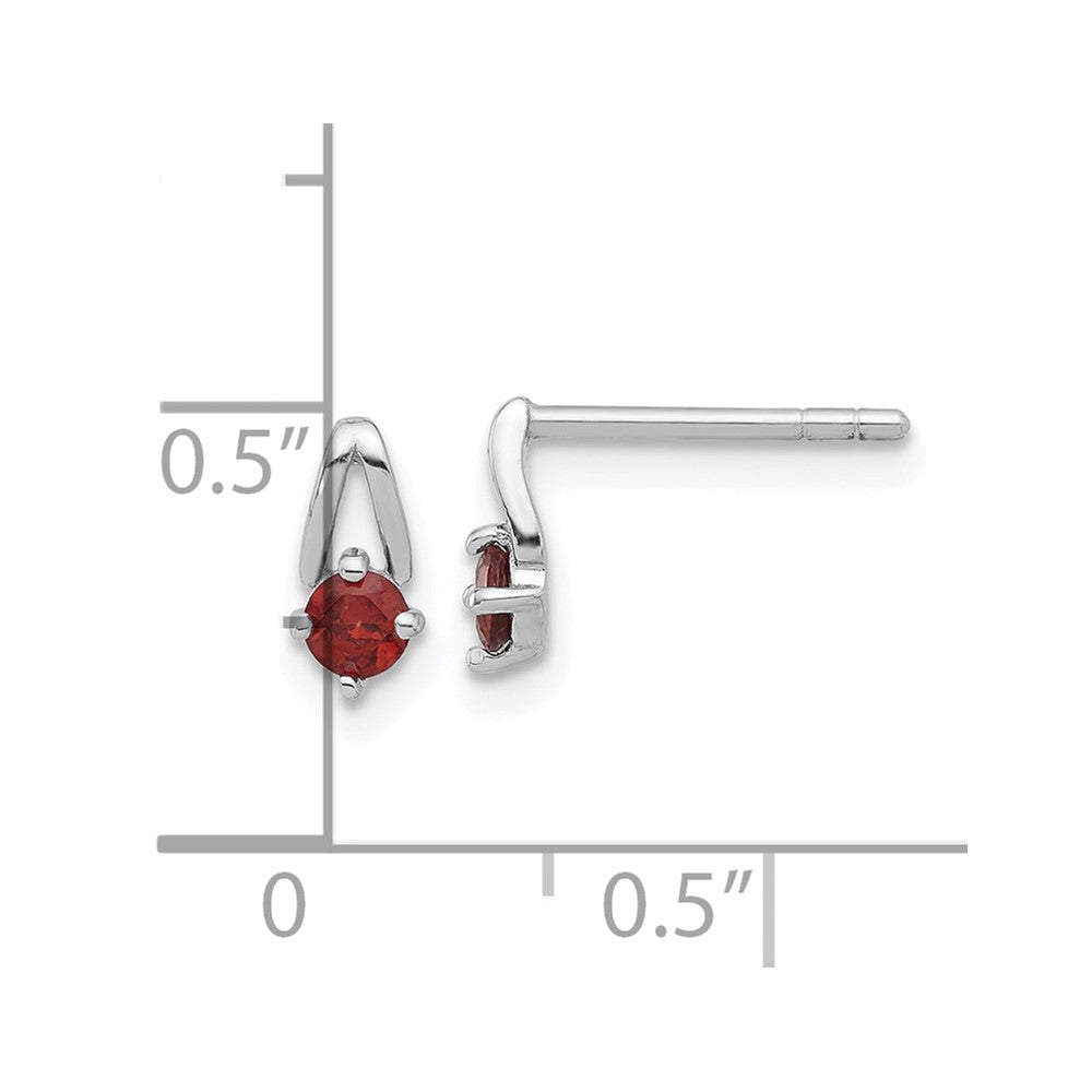 QE17753GA Sterling Silver Rhodium-plated .28GA Garnet Post Earrings