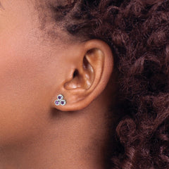 QE17758AM Sterling Silver Rhodium-plated Amethyst Post Earrings