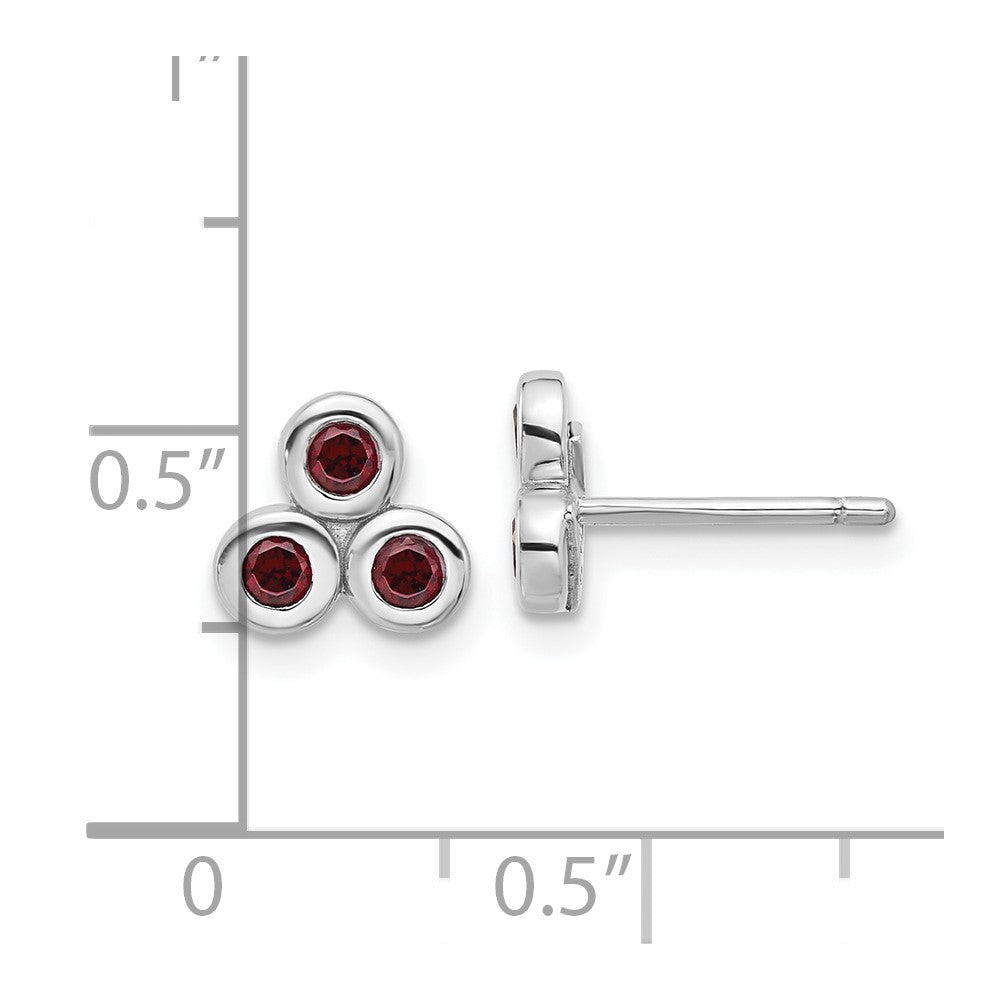 QE17758GA Sterling Silver Rhodium-plated Garnet Post Earrings