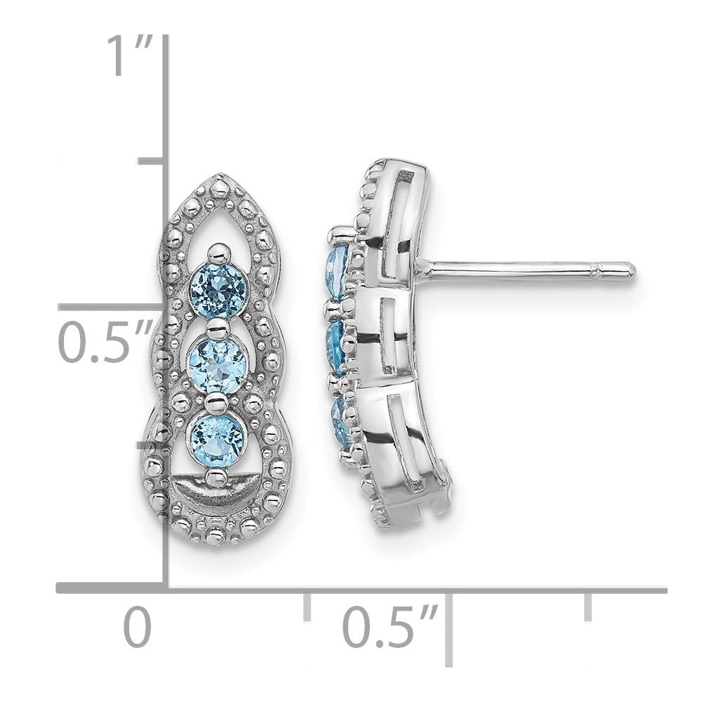QE17759BT Sterling Silver Rhodium-plated Light Swiss Blue Topaz Post Earrings