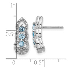 QE17759BT Sterling Silver Rhodium-plated Light Swiss Blue Topaz Post Earrings