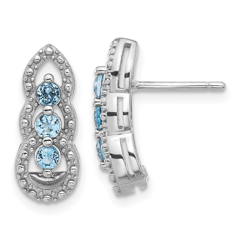 QE17759BT Sterling Silver Rhodium-plated Light Swiss Blue Topaz Post Earrings